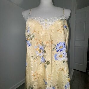 Vintage Yellow Slip with Blue Flowers‎